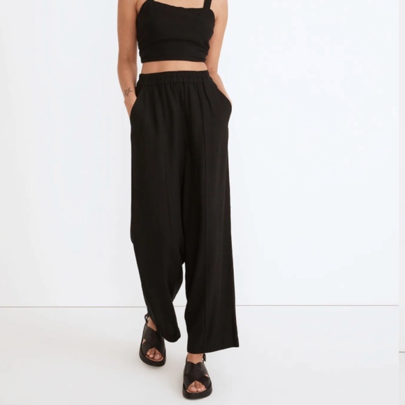 Madewell Breezewoven Pull On High Rise Loose Linen Blend Ankle Pants Size Large - Picture 2 of 8